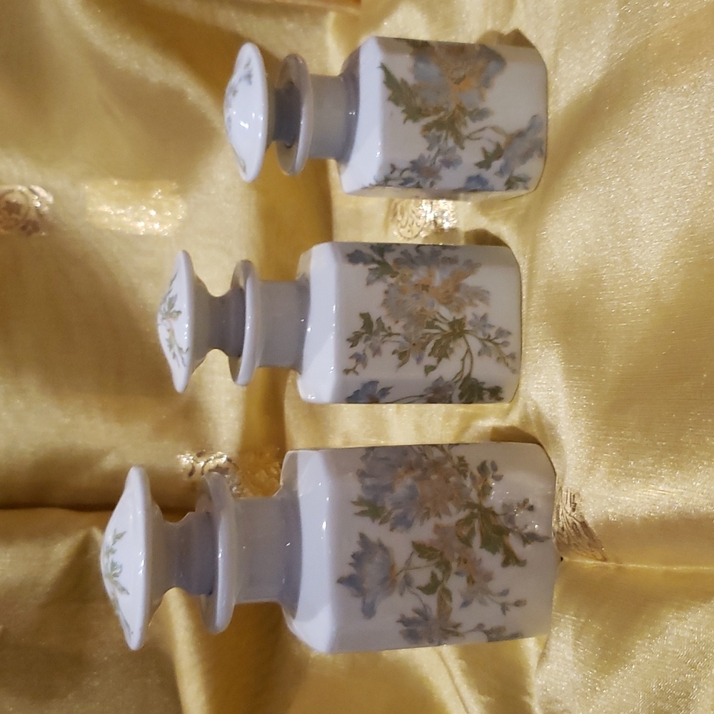 Exquisite 3 piece set B&H Limoge perfume bottles